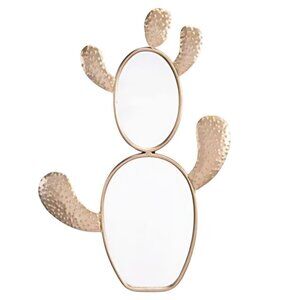 LARGE CACTUS SHAPED MIRROR 23" x 15" NEW SMOOTH GOLD HOME DECOR CACTI TREE